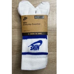Nike Everyday Essential Blue White Size M Crew Socks 3 Pairs